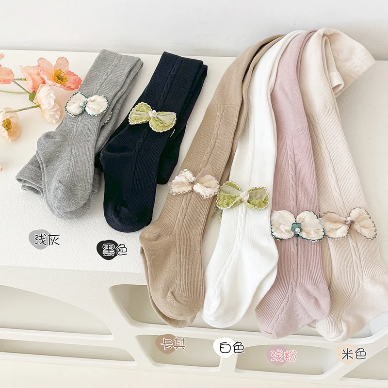 

Трикотажные хлопковые колготки для девочек, с высокой талией