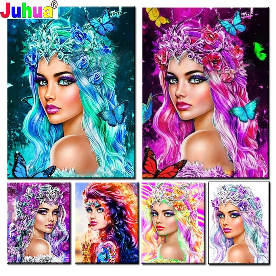 

Pretty Woman Diamond Painting Kit Completo Girl Portrait Cross Stitch Kits DIY 5D Diamond Mosaic Full Drill Rhinestone Picture