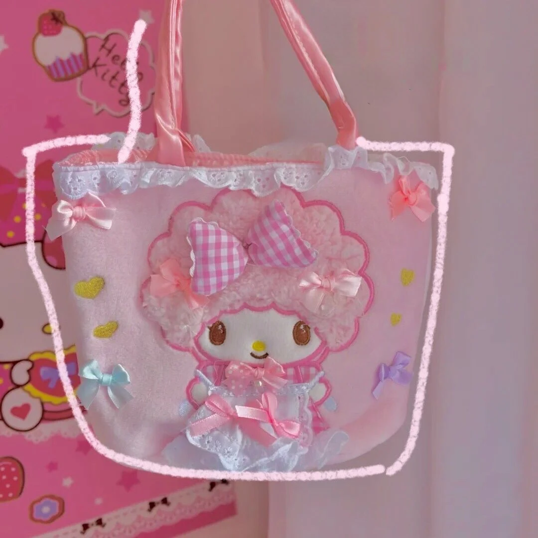 

hand bags Soft Girl Melody Small Handbag Bow Lace Pink Cute Lunch Bag Shopping Small Bag Handbag purses and handbags satchels