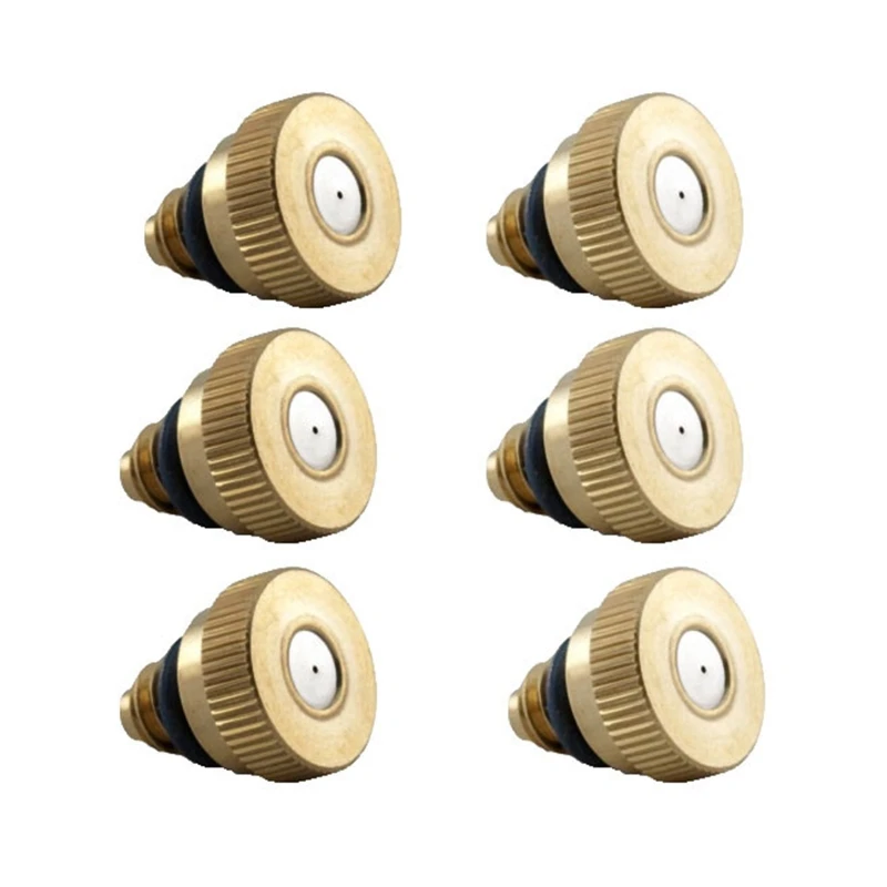 

6Pieces Brass Misting Nozzle Tees Brass Spray Nozzle for Greenhouse Dust Control