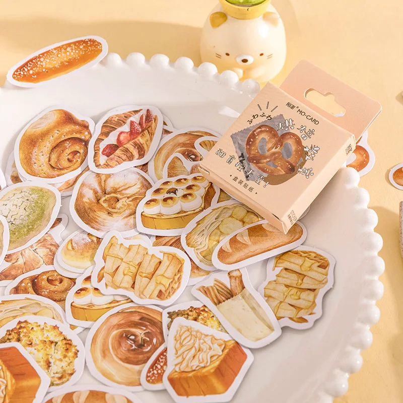 

46pcs Baking Classroom Decorative Boxed Stickers Retro Bread Scrapbooking Label Diary INS Stationery Album Phone Journal Planner