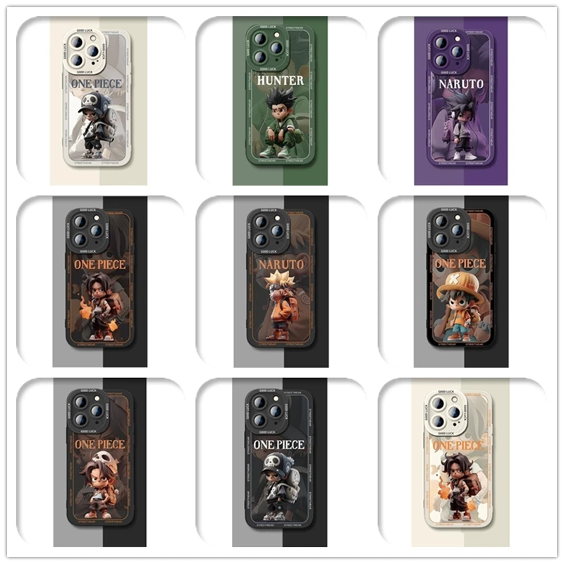 

Anime One Piece Naruto Sasuke Luffy ACE Zoro Chopper Case for IPhone 11 12 13 14 Pro Max Plus Cartoons Cover Back Shell Toy Gift