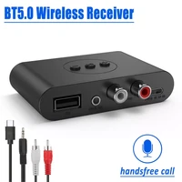 bluetooth 5 0 receiver u disk rca 3 5mm aux jack stereo wireless adapter with mic for speaker amplifier car audio transmitter