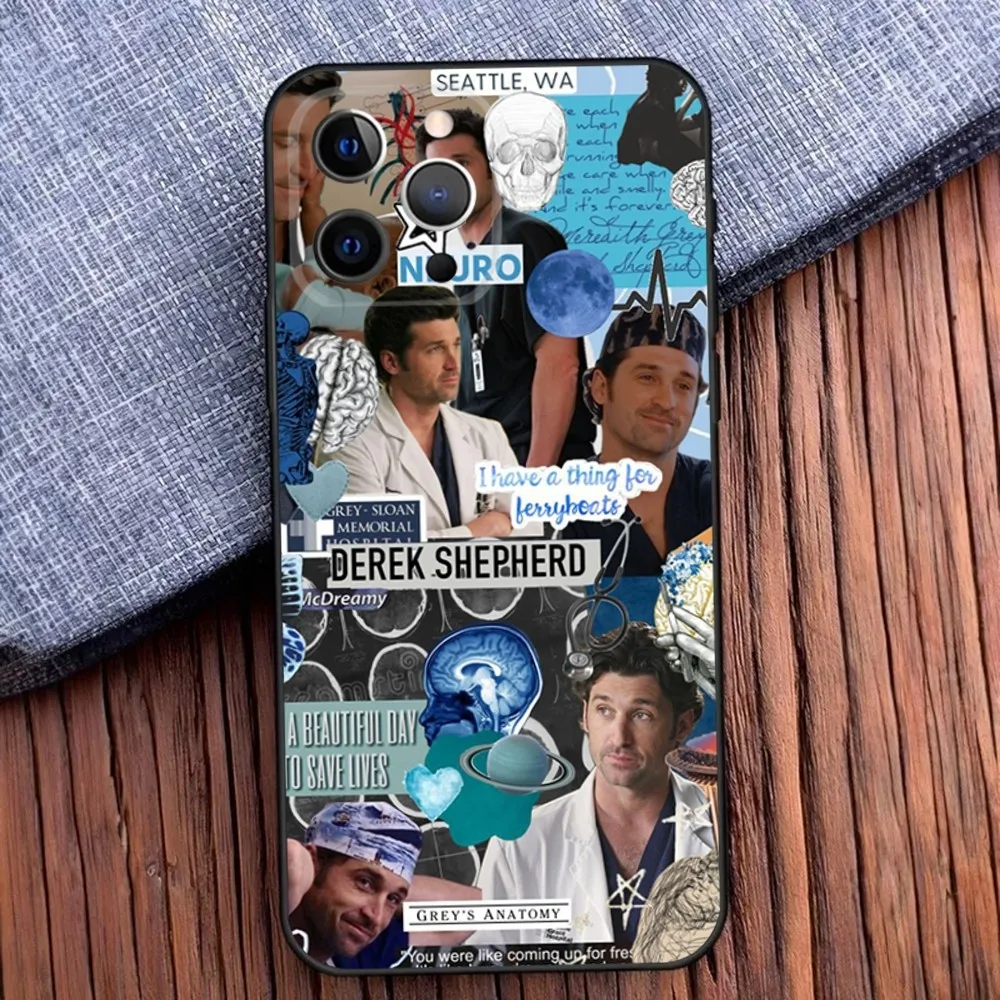 Derek Shepard Grey Anatomy Phone Case For iPhone 16 15 14 13 12 11 Pro X XS Max XR Plus Mini Soft Black Cover