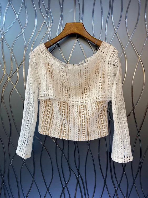 

2022 new women fashion temperament one word neck pullover short top shirt 302