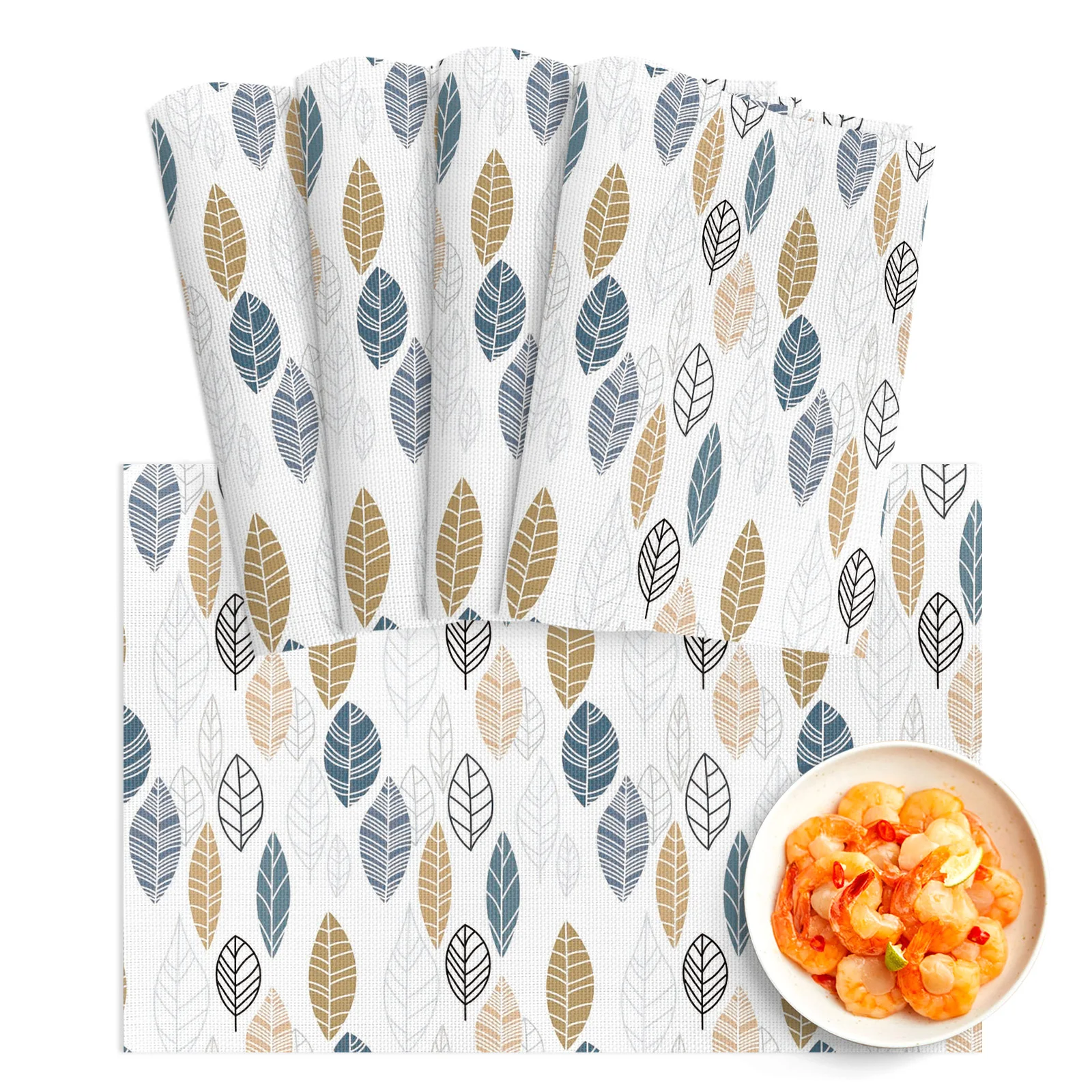 

4/6Pcs Table Mat Simple Strokes Of Leaves Bowl Pad Coaster Set PVC Dining Table Placemats Home Decoration Kitchen Accessories