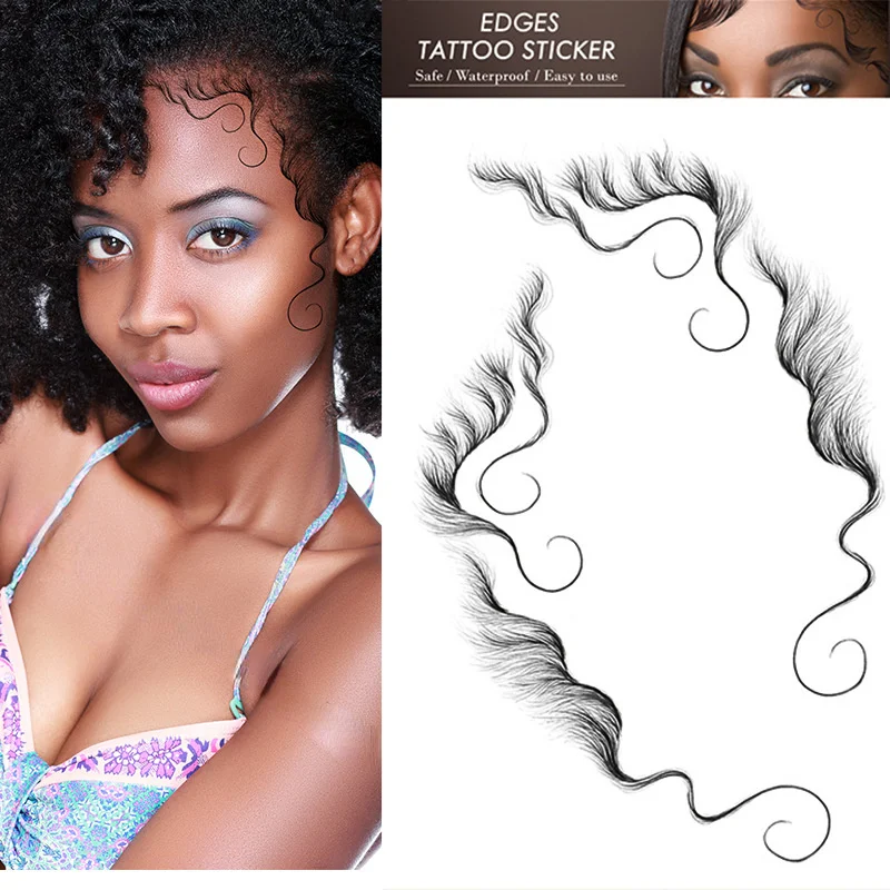 

Hair Edge Tattoo Stickers Baby Hairline Edging Temporary Tattoo Stickers Smooth Waterproof Black Hairline Bangs Tattoo Stickers