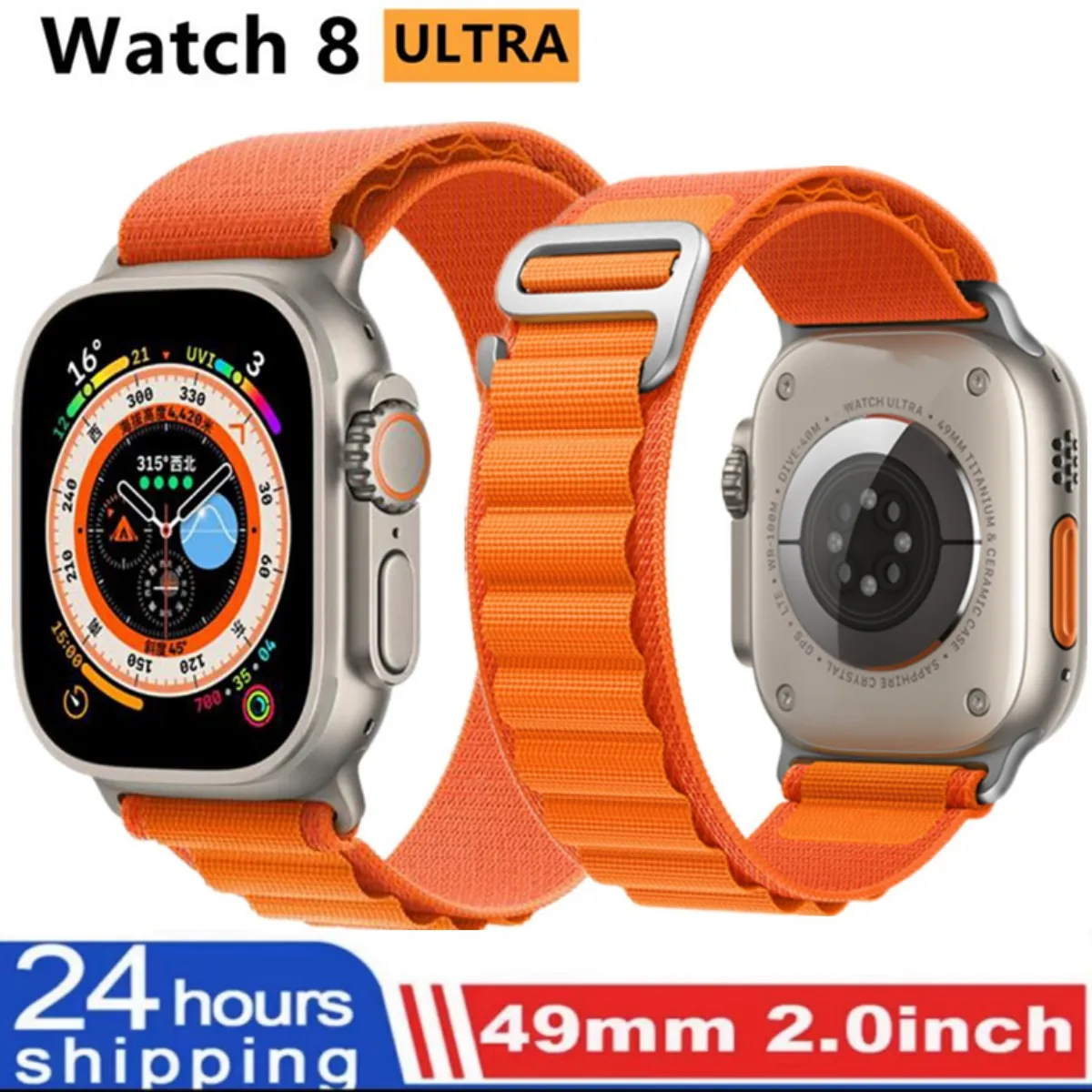 

Новинка, умные часы Ultra 8 для Apple телефон, GPS трек 49 мм, мужские и женские Смарт-часы серии 8, термометр, Bluetooth, водостойкие, для занятий спортом