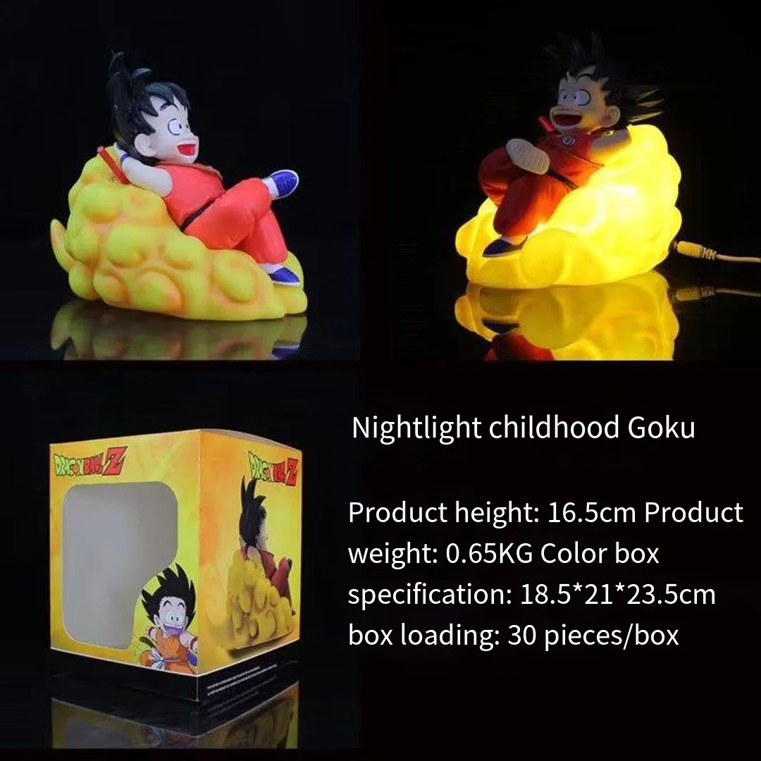 

16CM Anime Dragon Ball Z Figures Child Son Goku Cartoon Somersault Cloud Pvc Cute Model Statue Small Nightlight Toys Kids Gift