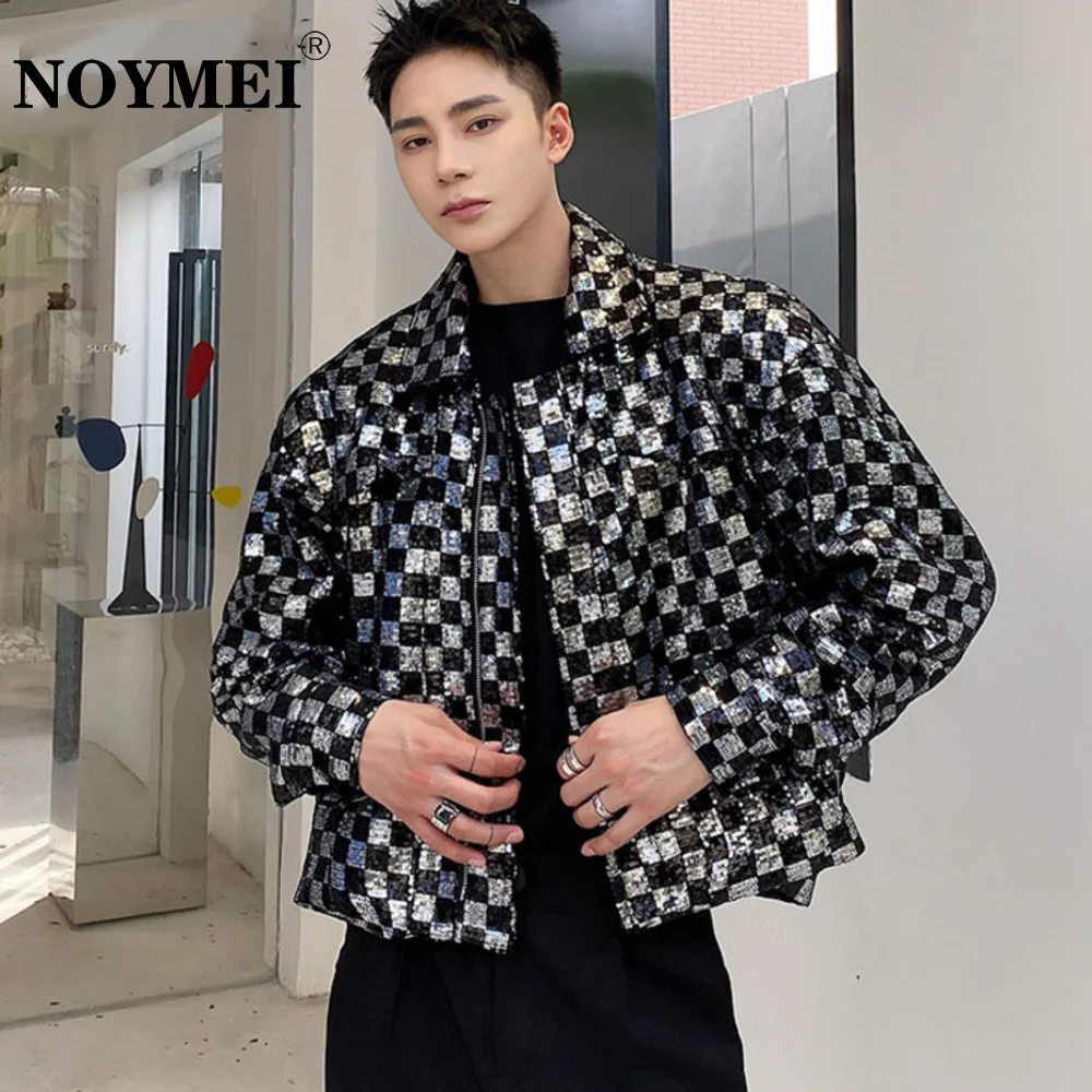 

Мужские короткие пальто NOYMEI, повседневные свободные черные женские пальто в клетку, новинка 2023, универсальные осенне-зимние пальто на молнии, WA113
