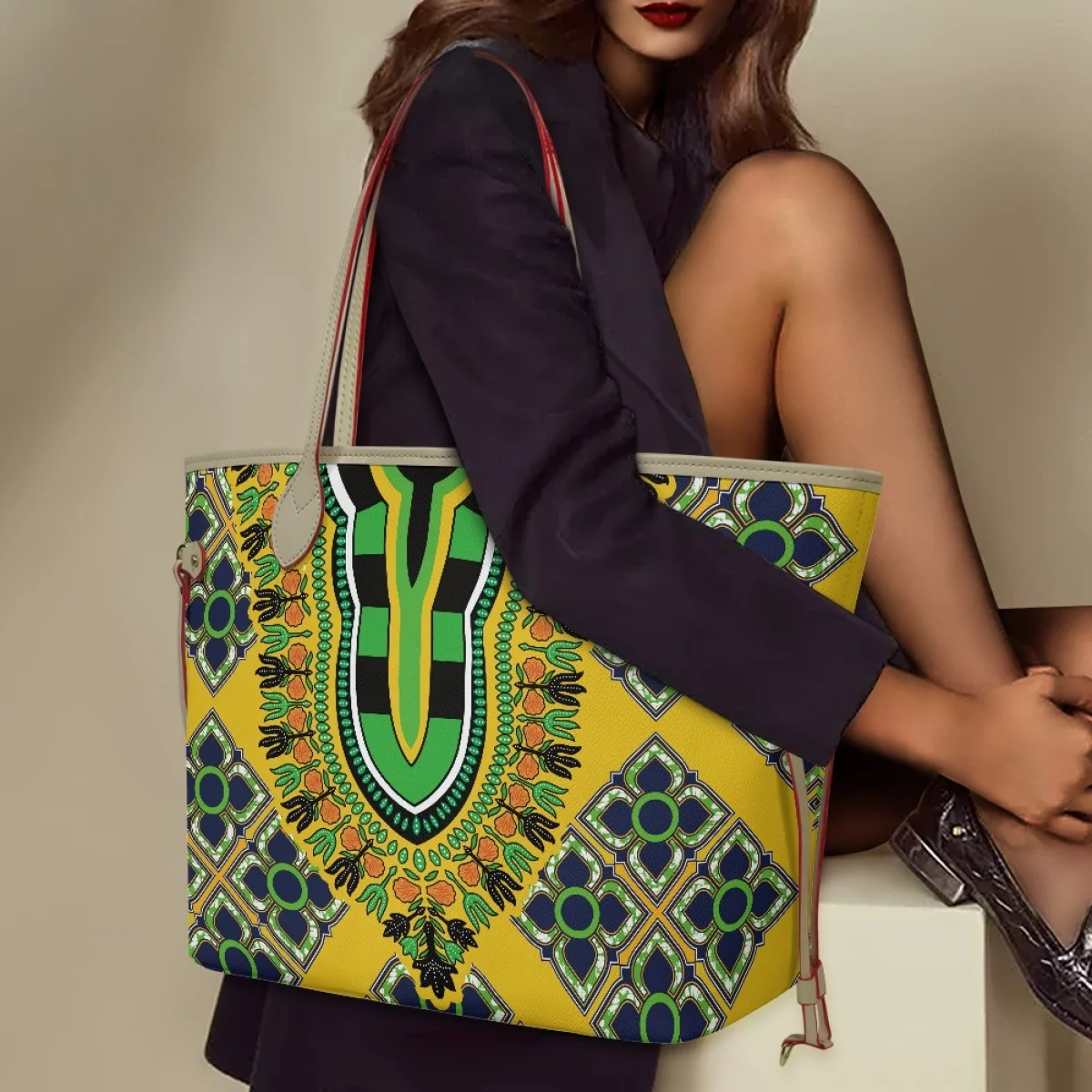 

Tribe Style Handle Bags for Women Ethnic Print Custom Design Clutches New Trend Holiday Large Capacity Durable Lady Storage Tote