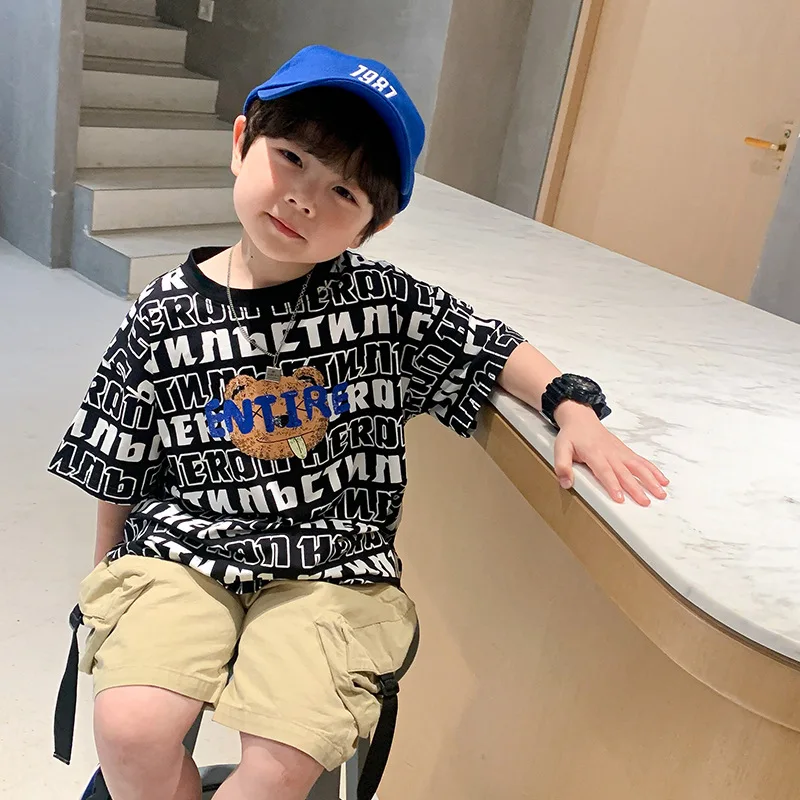 

Children's short-sleeved T-shirt children's wear 2021 new summer dress foreign style baby handsome half sleeve casual thin
