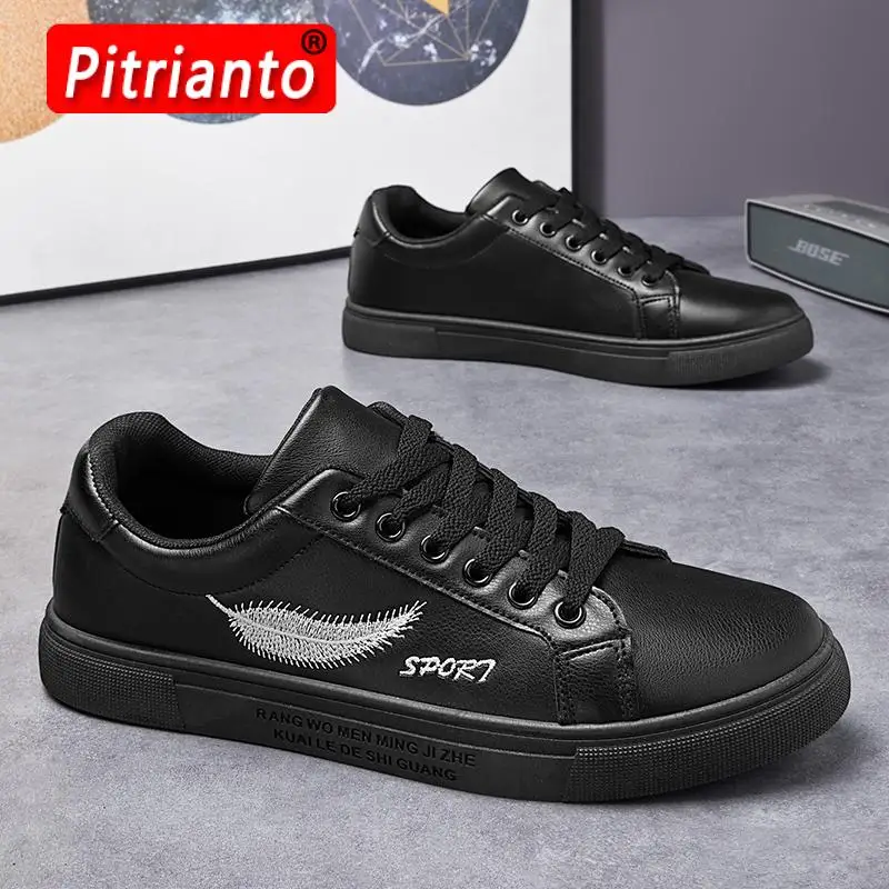 

Fashion Men Shoes 2023 PU Leather Comfortable Men Casual Sneakers Solid Color White Shoes Male Vulcanize Shoes Zapatos De Hombre