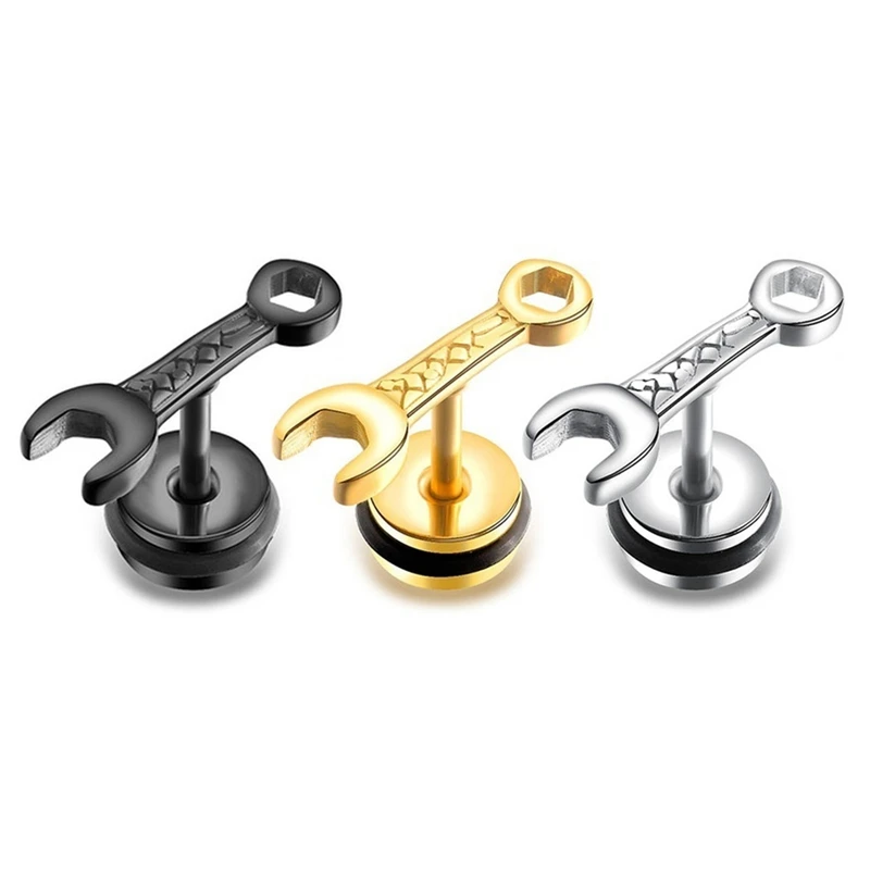 

3 Colors To Choose Trendy Wrench Silicone Ear Plug Stud Earrings For Women Girls Fashion Jewelry Gift
