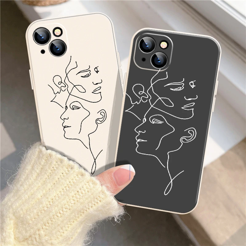 

Лиза арт Дэвид девушка линии Мягкий силиконовый чехол для iPhone 13 11 Pro Max XS Max 5 6 8 7 Plus X XR 12 Mini SE 2020 черный чехол для телефона