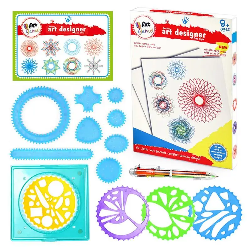 

Circle Geometric Ruler Painting Stencils for Drawing Spiral Colorful Art Painting Templates for DIY Craft Kids Educational Toys