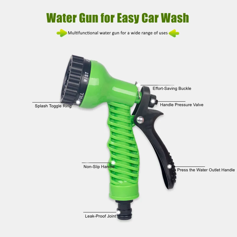 Шланг для сада растягивающийся гибкий водяной пистолет шланг с 7 узорами