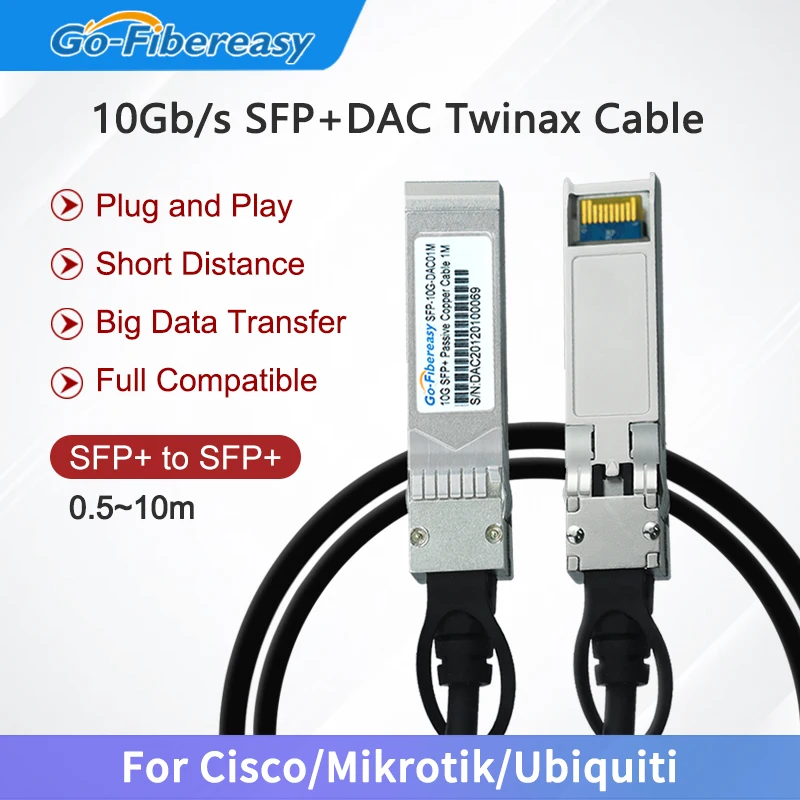 10G SFP + DAC Twinax Пассивный кабель 0 2 М ~ 10 м прямого прикрепления меди для Cisco Ubiquiti Mikrotik