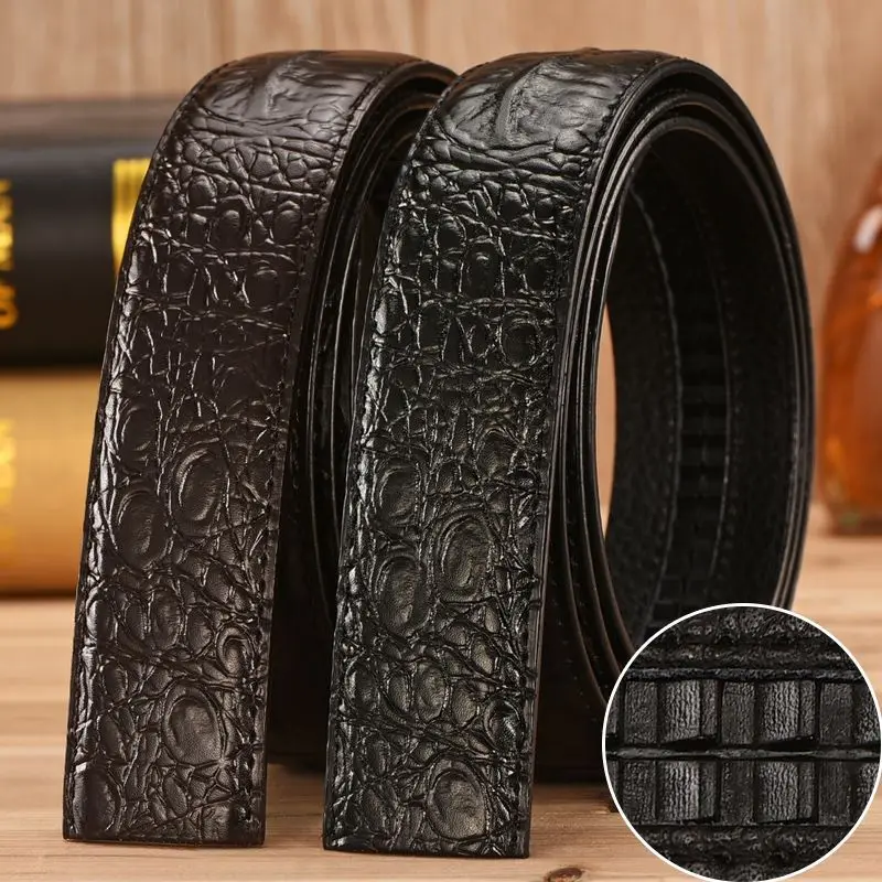 

Men's Crocodile Grain Automatic buckle belts No Buckle Belt Brand Belt Men High Quality Male Genuine Strap Jeans Belt 3.5cm Wide