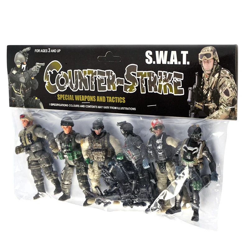

Six one bag multi accessories 4-inch soldier ss05-2 PVC soldier