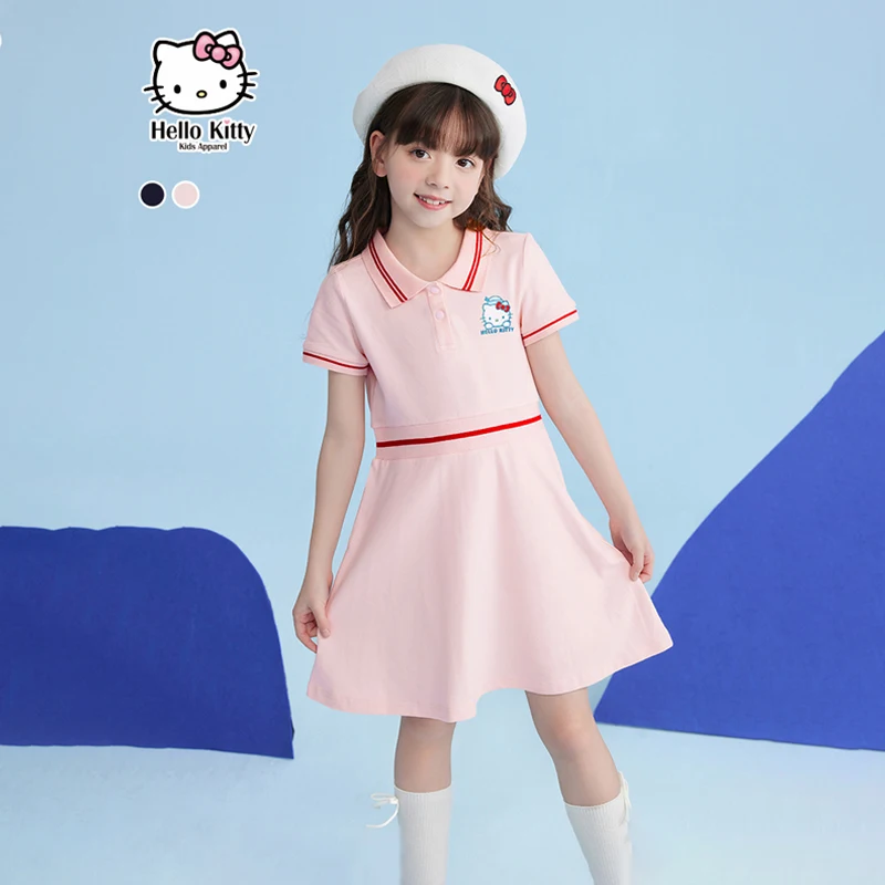 

Кавайное аниме Sanrio Hellokittyed летнее новое платье для девочек мультяшное милое вязаное Повседневное платье Милая Спортивная стильная юбка 2023