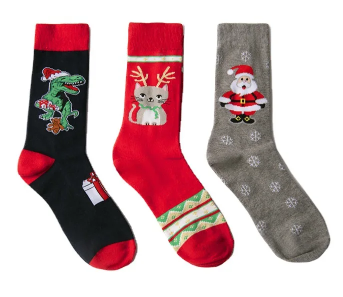 

3pairs/High-Quality New Christmas Collection Mid-Calf Cotton Socks Personalized Trendy Gift Socks for Men and Women.