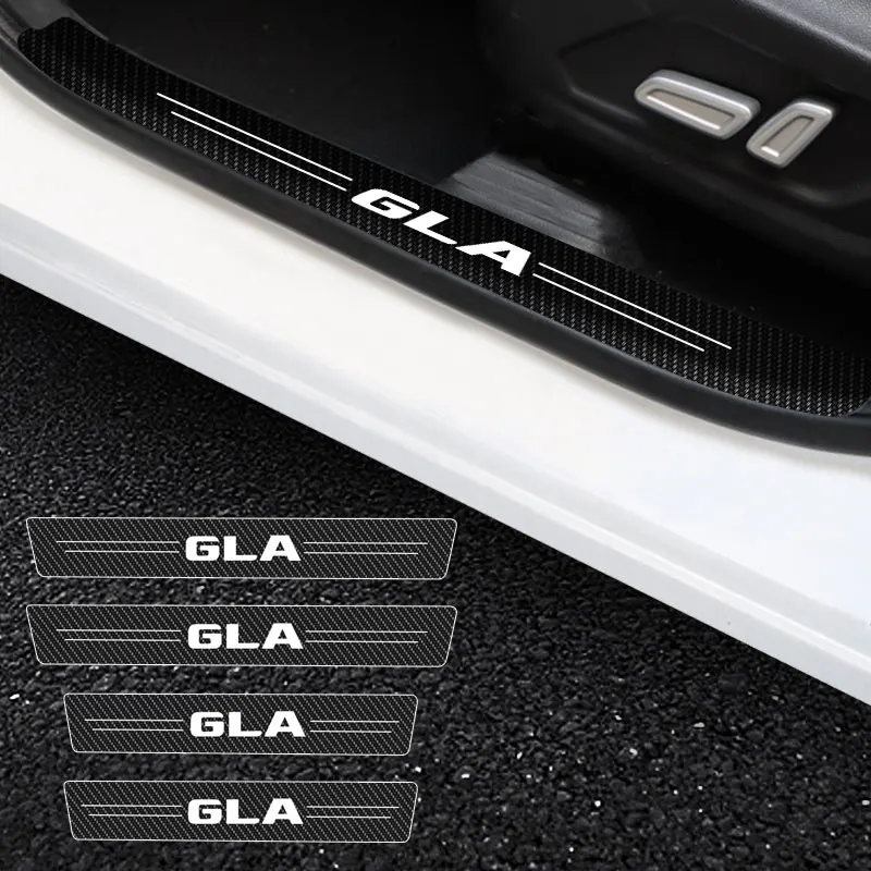 

4X Car Stickers Anti Scratch For Mercedes Benz GLA Logo Door Sill Protector ​Car Threshold Protection Carbon Fiber Car Stylin