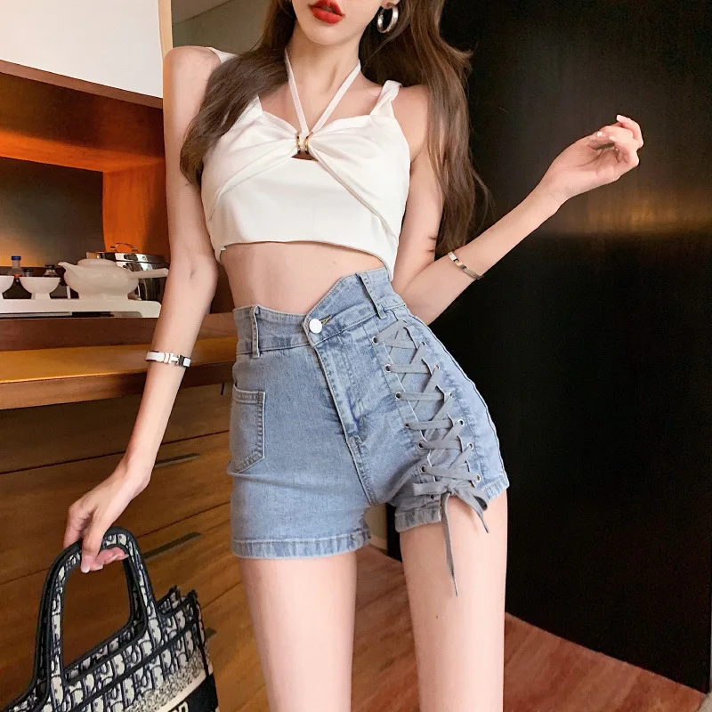 women's high rise jean shorts