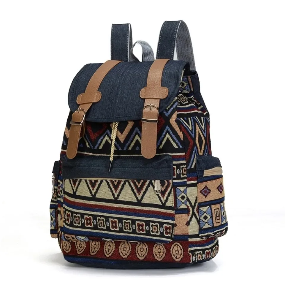 

Printing National Backpack Women Canvas School Bags For Teenagers Shoulder Bag Weekend Travel Rucksack Denim Mochilas Femininas