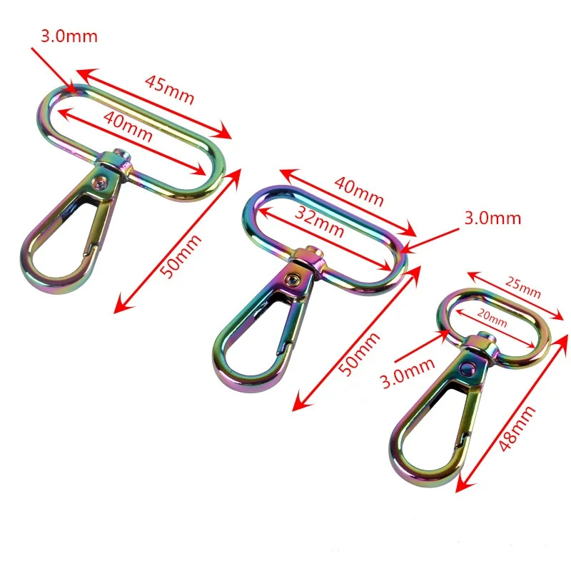 Rainbow Trigger Snap Hook Metal Swivel Clasp Lobster Claws Swivel Hooks Bag Accessories