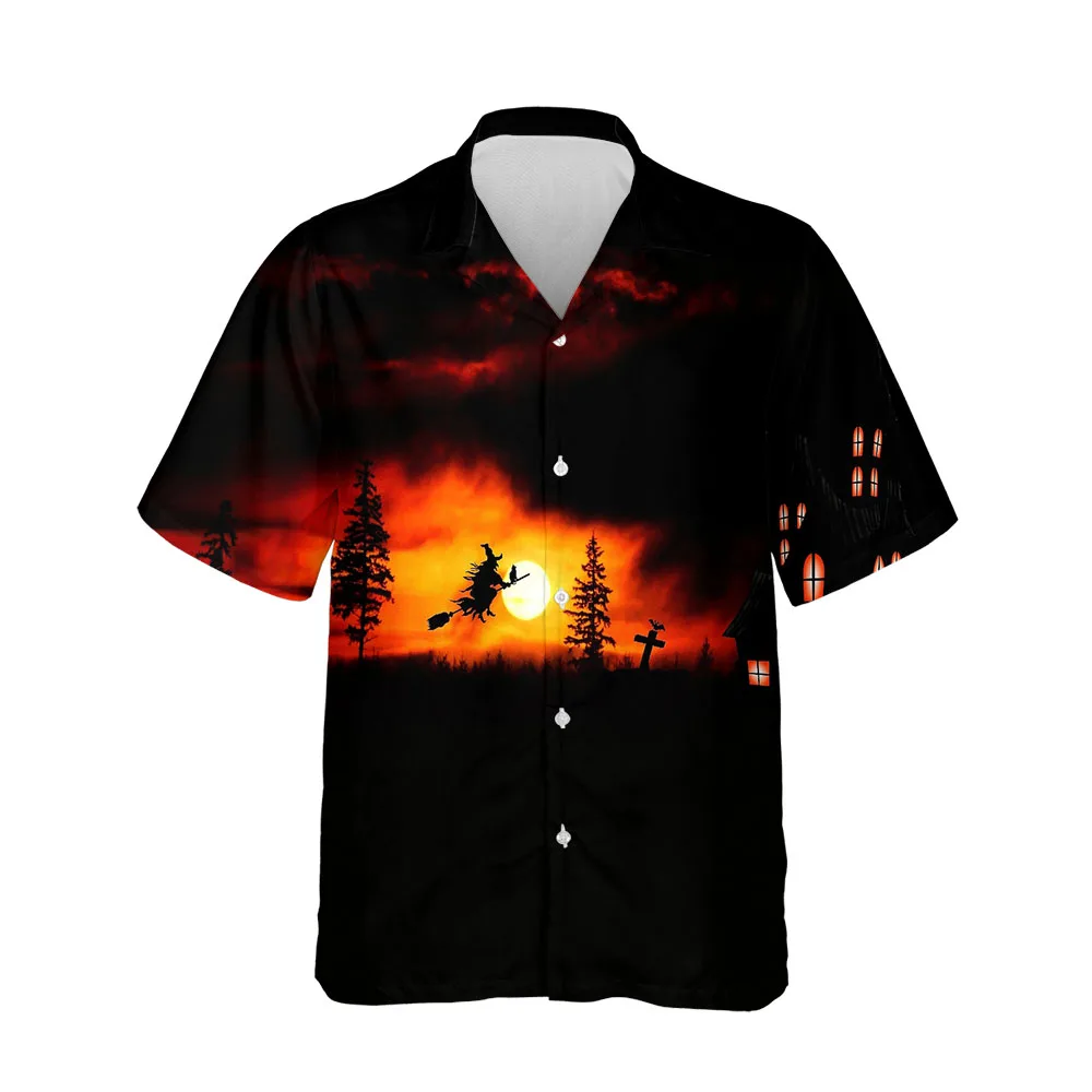 Jumeast 3D Halloween Festival Clothing Blouses Fashion Oversized Mens Hawaiian Shirt Short Sleeve Streetwear Casual Men Shirt