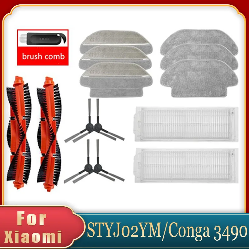 

For XIAOMI MIJIA Sweeping Mopping Robot Vacuum Cleaner STYJ02YM Spare Part Pack Kits Side Roller HEPA Filter Main brush Mop