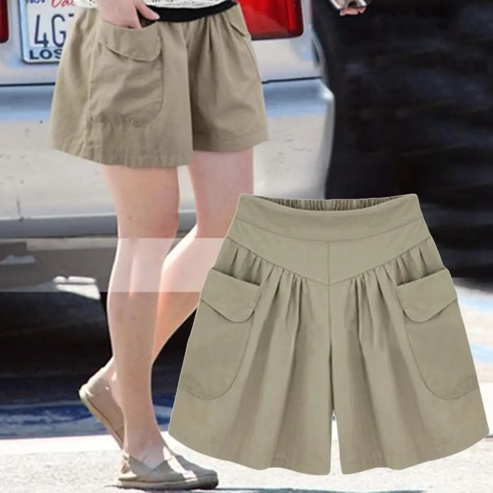 

4 Colors Women Shorts A Line Shorts Female Casual Shorts Solid Color Ladies Shorts Loose Short Pants шорты женские летние
