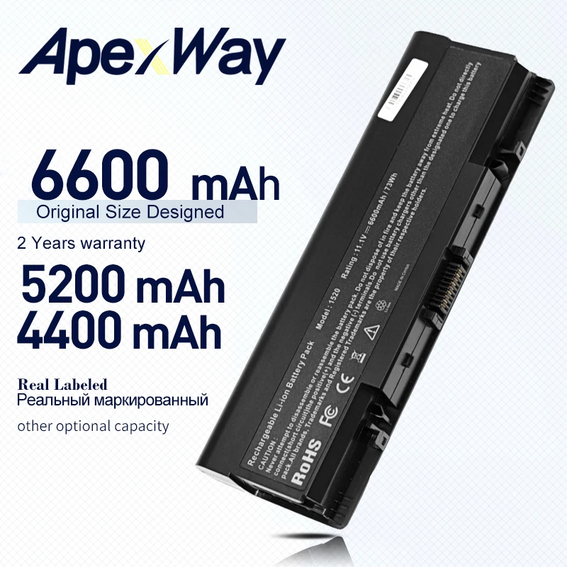 

Аккумулятор Apexway 9cell для ноутбука Dell Inspiron 1520 1521 1720 1721 PP22L PP22X FK890 FP282 GK479 NR239 312-0576