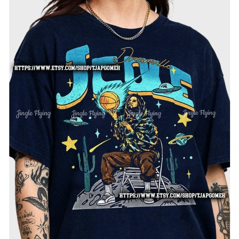 J Cole Dreamville винтажный подарок для женщин и мужчин футболка унисекс Tp09