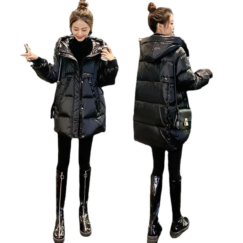 

Женское хлопковое пальто средней длины, свободное хлопковое пальто средней длины в Корейском стиле с эффектом потертости лица, новинка зимы 2023