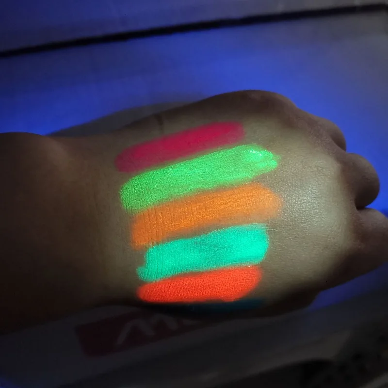 6 цветов краска для Хэллоуина яркая светящаяся в темноте черная лица и тела