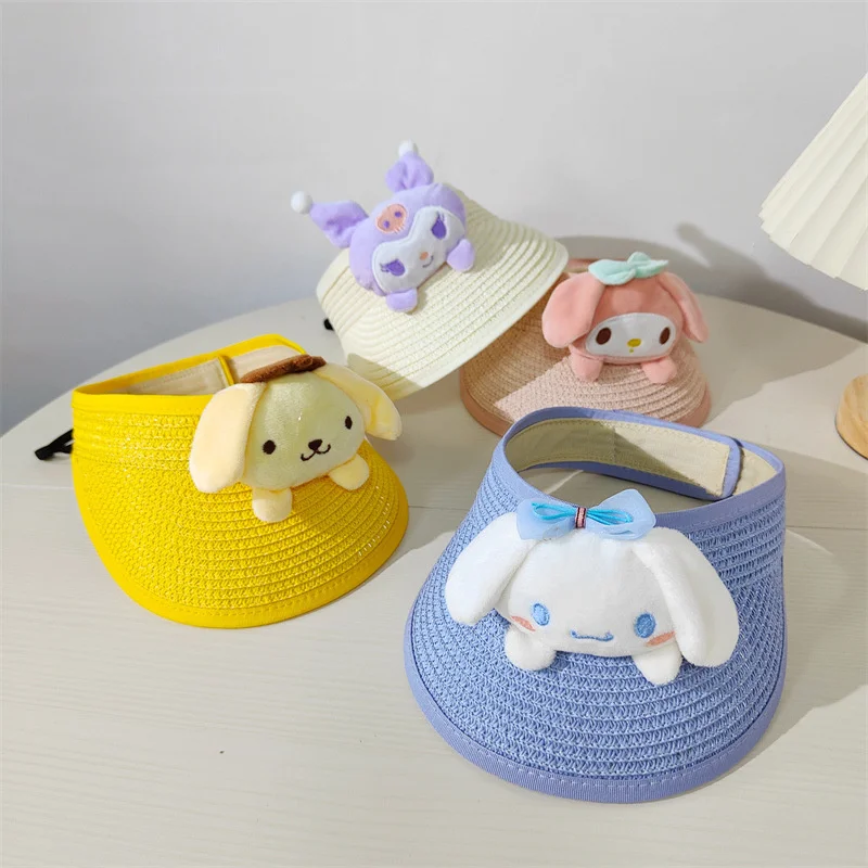 

Sanrio Hat Kuromi Cinnamoroll Kawaii Anime Summer Outdoors Children Sun Protection Uv Protection Protection Face Toys for Girls