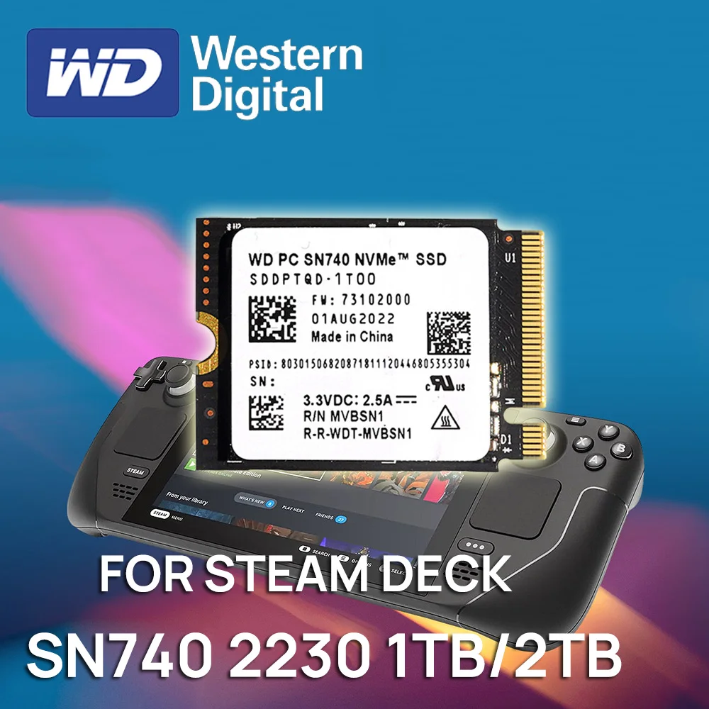 

Western Digital WD SN740 2TB 1TB NVMe PCIe 4.0 2230 M.2 SSD for Steam Deck Rog Ally GPD Surface Laptop Tablet Mini PC Computer