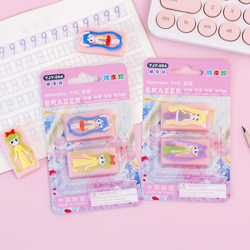 

Creative Cute Pretty Girl Embossed Jelly Eraser Set Student Stationery