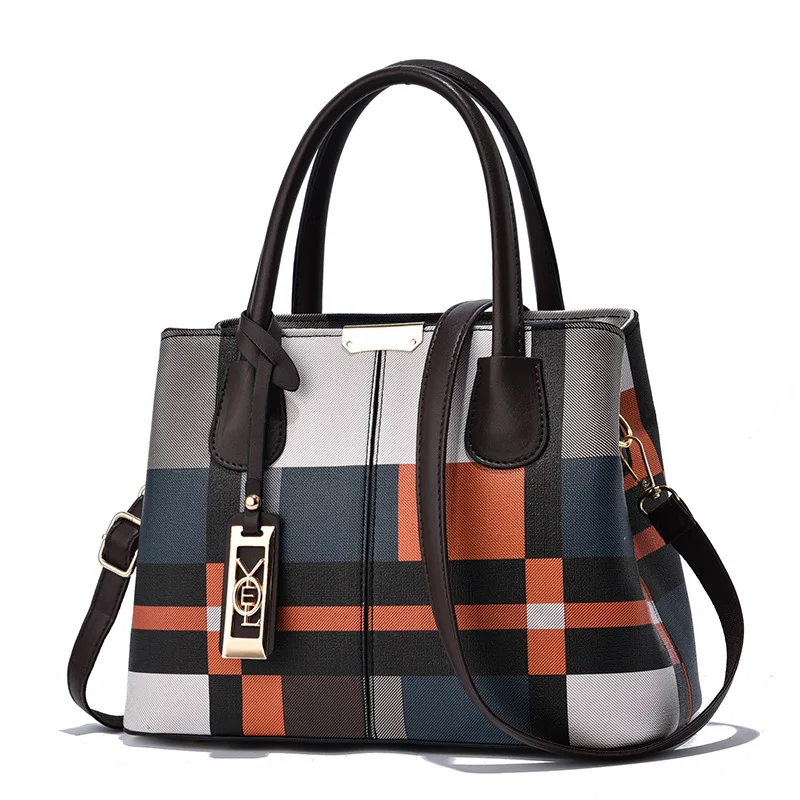 

TRAVEASY 2022 New Luxury Handbags Bags Women Plaid Design Messenger PU Leather Girls Shoulder Bag Top-hand Tote Bag