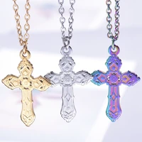 cross pendant necklace stainless steel jewelrynecklaces for women men accessories vintage christ collier chain neck couple gift