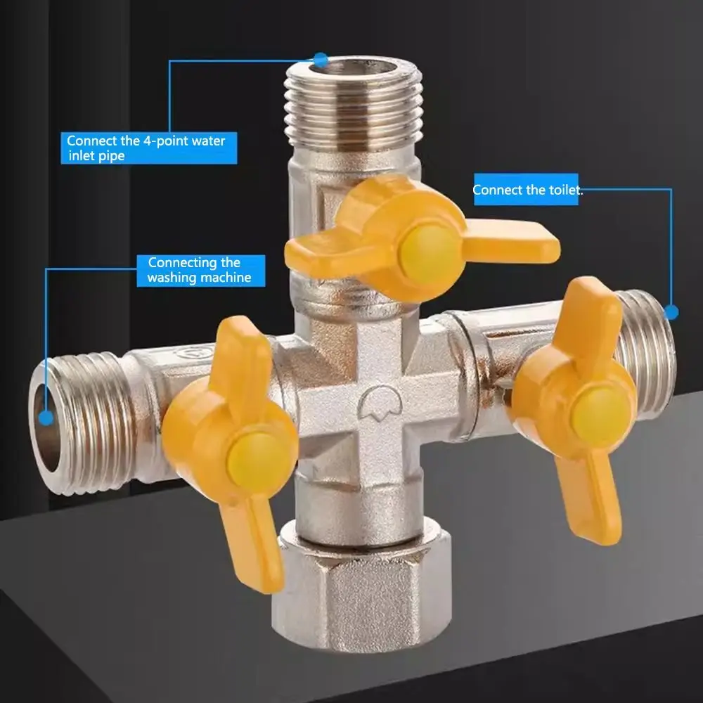 Фото Трехходовой латунный переключатель-дивертер 2/3, утолщенный, антикоррозийный, с фитингом для шланга 1/2 дюйма, Y-образный шаровой кран с защитой от протечек для лодок №2