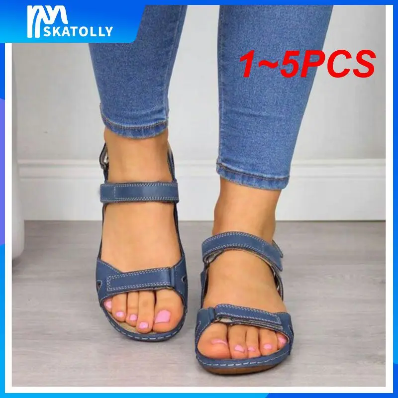 

1~5PCS Women Fashion Slippers PU with Heels Sandals Slide Stitching Women Beach Shoes