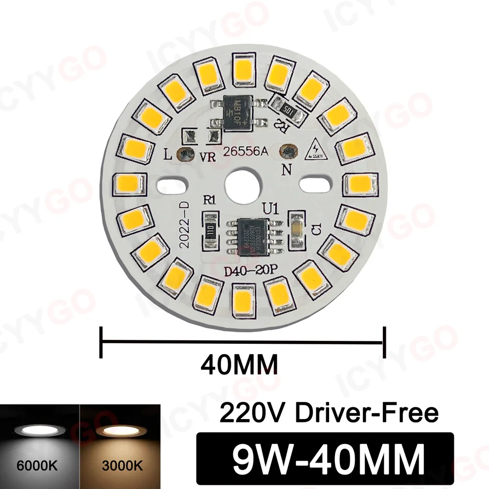 

Светодиодные лампы SMD 2835, круглые, 3-18 Вт, 220 В, набор из 10 штук