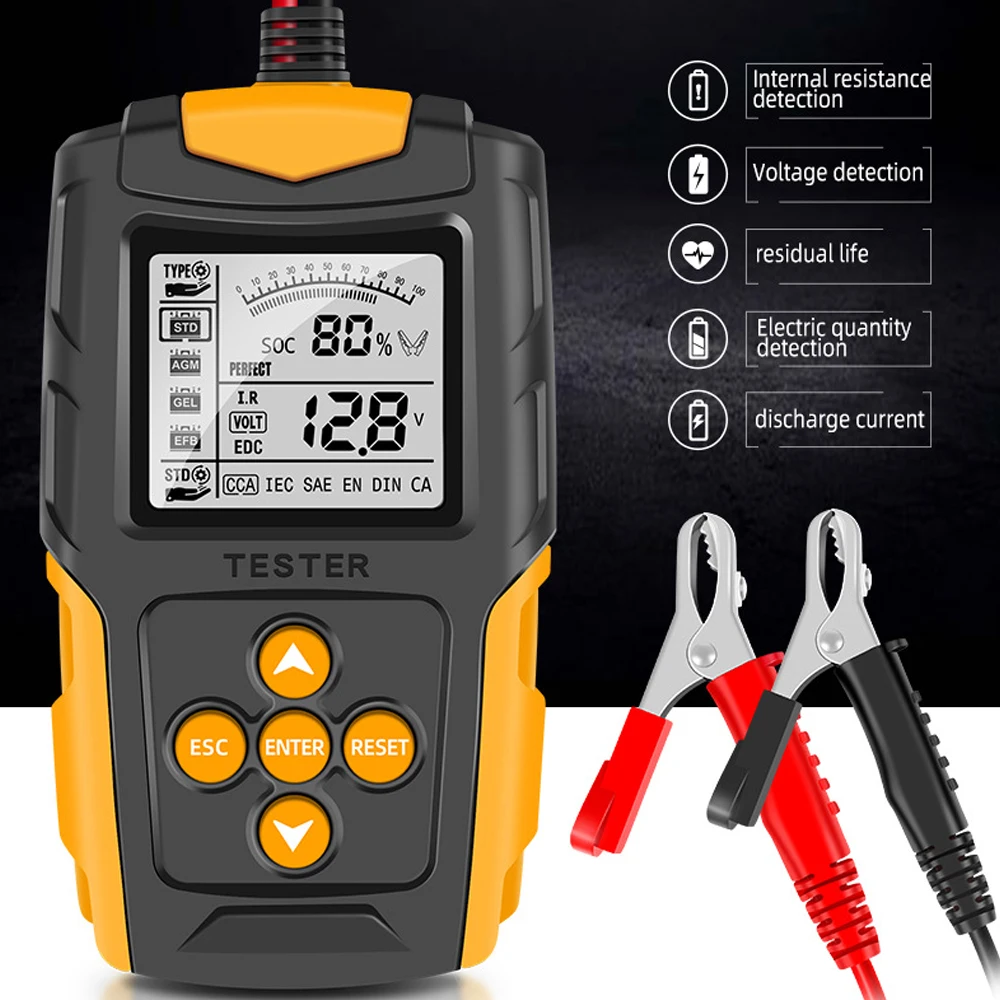 Тестер автомобильного аккумулятора TK100 12 В 24 Дисплей SOC SOH Анализ емкости Тест