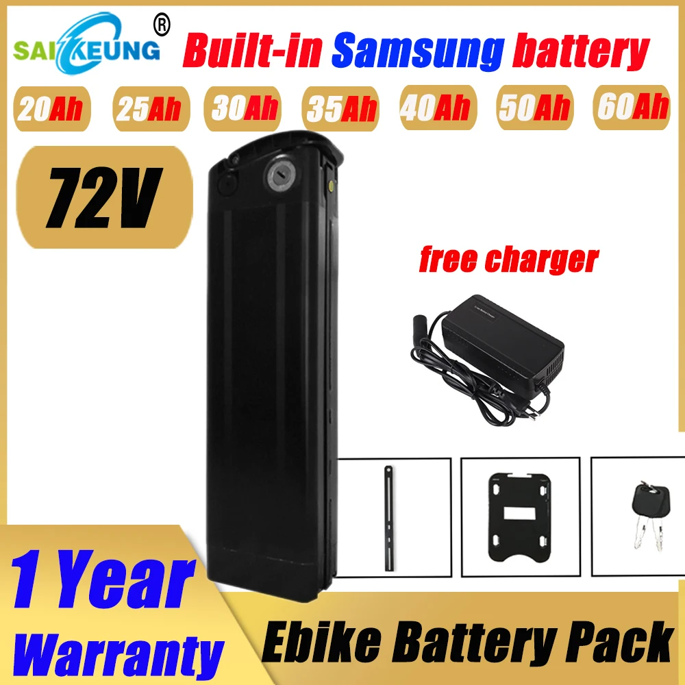 

Ebike Battery 72v Bici Elettrica 35ah 30ah 18650 Samsung 40ah 50ah 60ah 20ah Pack Lithium Rear Rack 1500w 3000w Bateria 72v 25ah