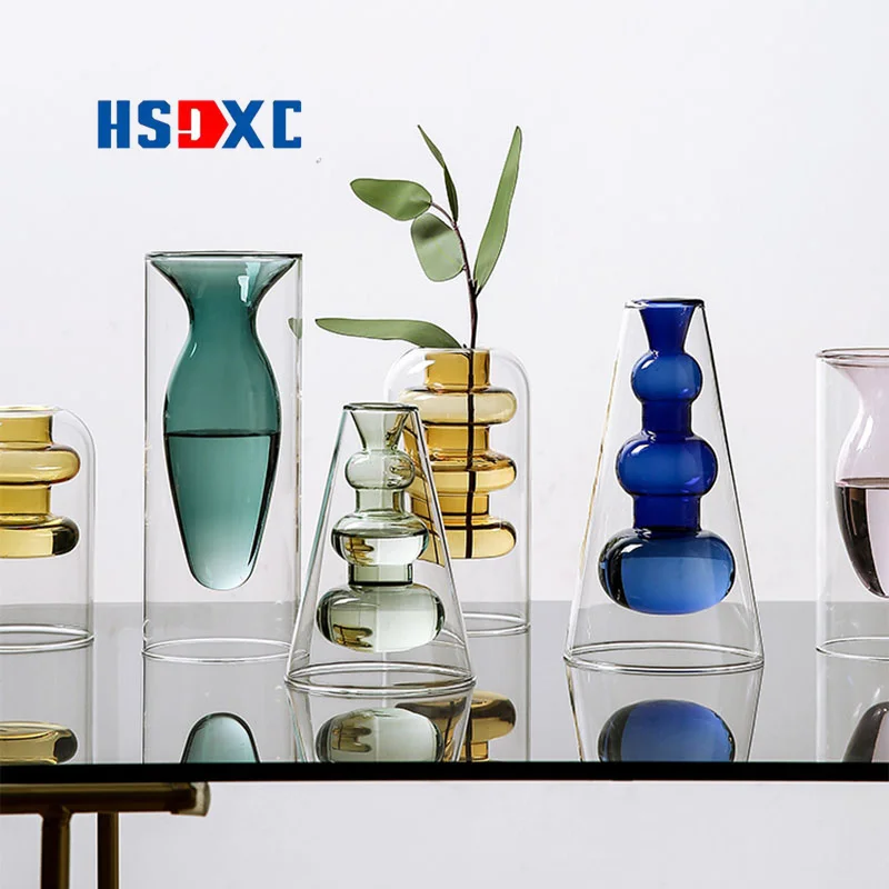 

Скандинавская креативная витражная Маленькая ваза ins ветровые орнаменты простая гостиная Цветочная композиция прозрачные сушеные цветы