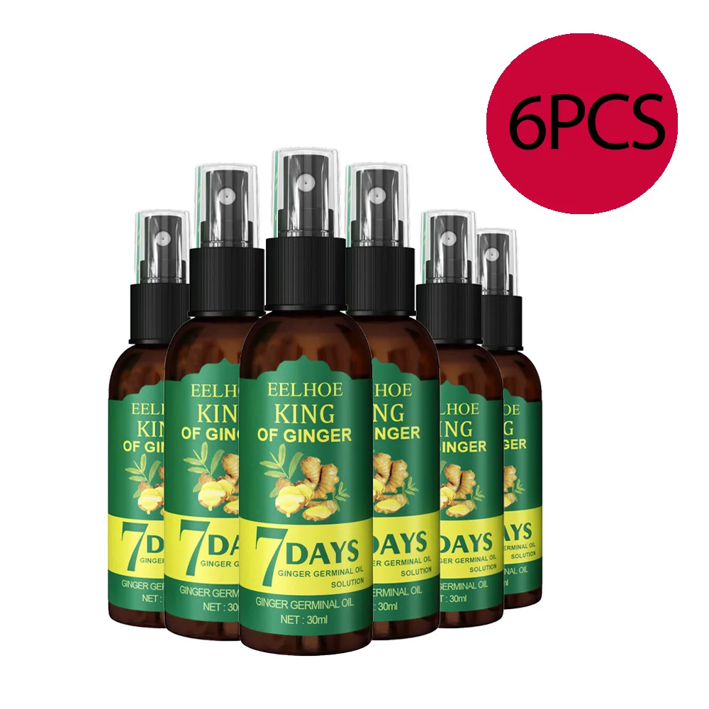 

3/5/6pcs Ginger Hair Growth Products Fast Growing Essential Oil Spray Prevent Hair Loss Scalp Treatment For Men Women 30ML