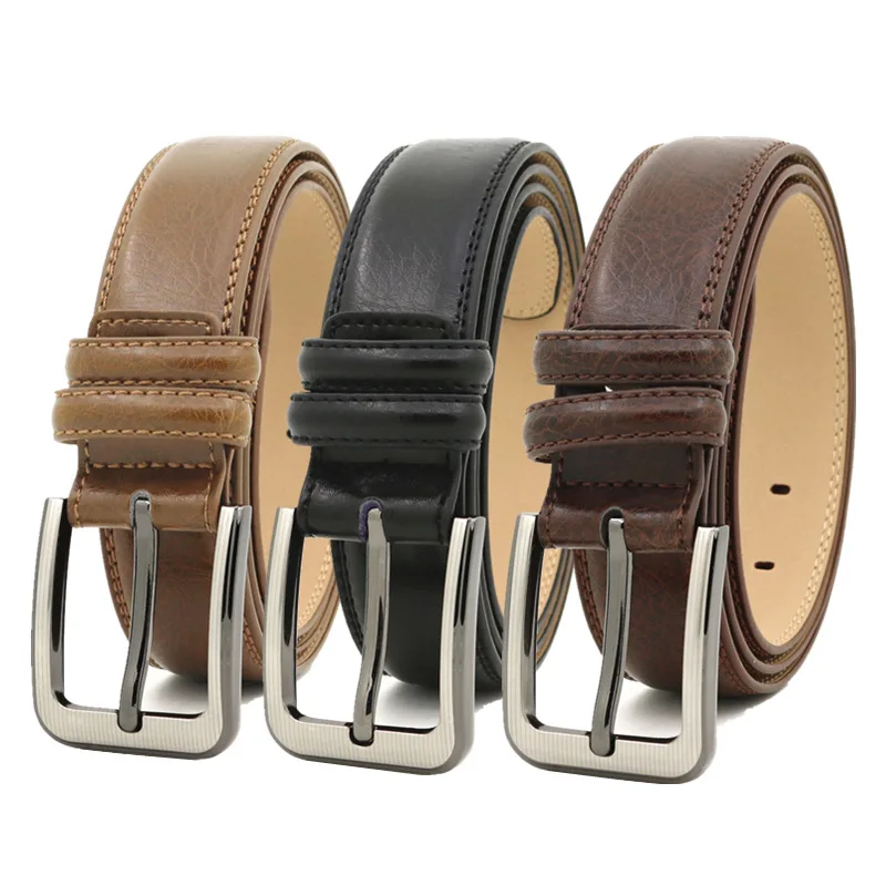 Genuine Leather For Men's High Quality Buckle Jeans Cowskin Casual Belts Cowboy Waistband Male Belt